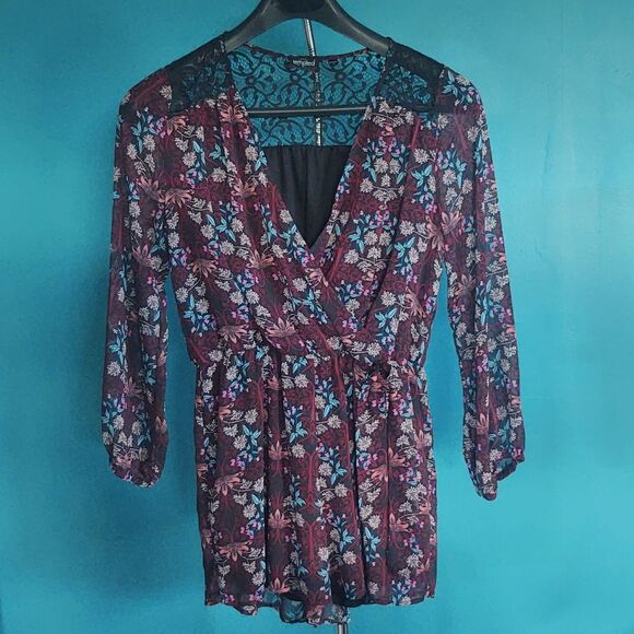 Floral Kimono Style Romper - Large - Picture 2 of 10